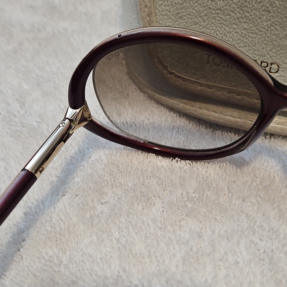 Tom Ford Oversized Brown Burgundy Gradient Round Sunglasses With Case main image 5